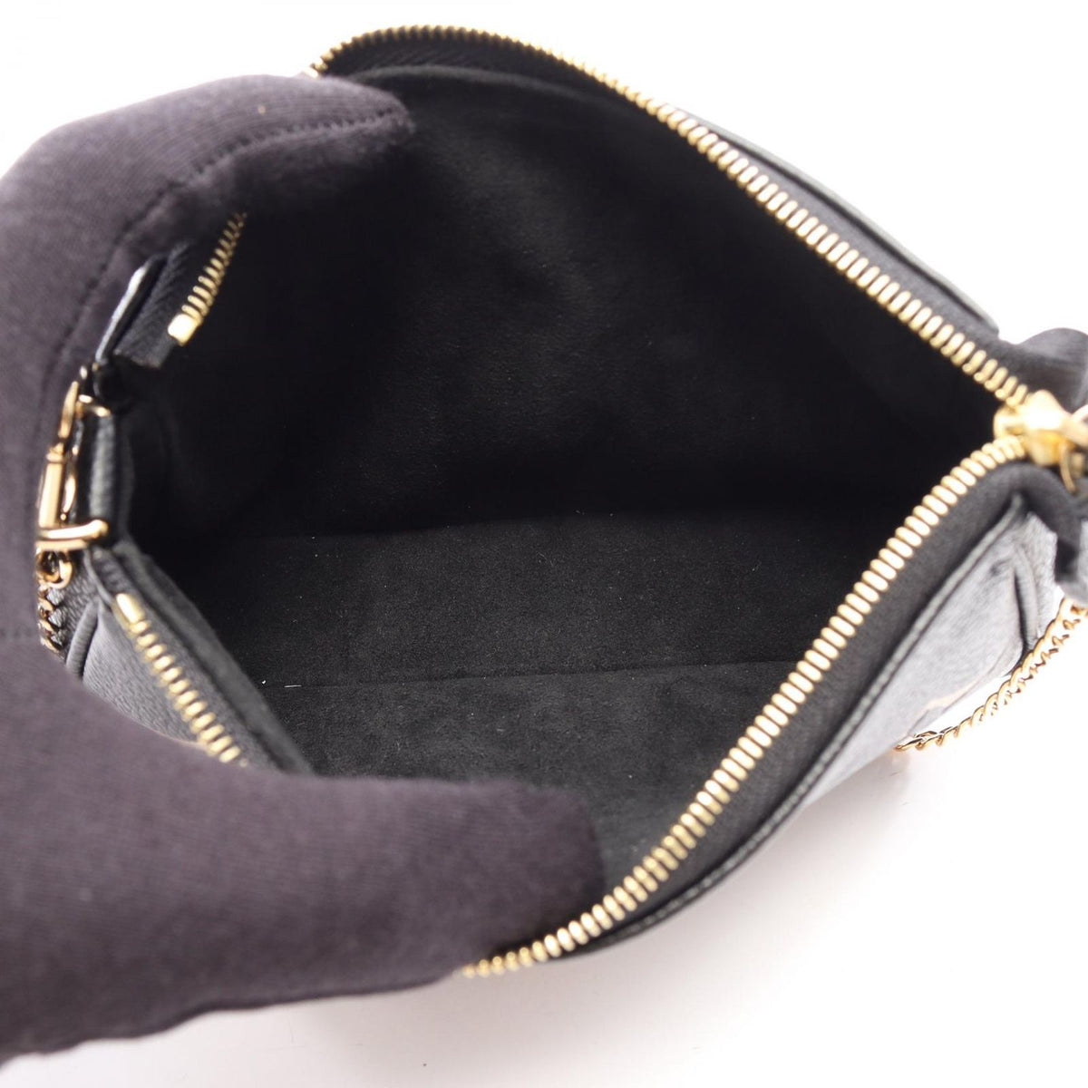 Louis Vuitton Handbag Mini Pochette Accessoires Bicolor Monogram Empreinte Black Beige — view 3