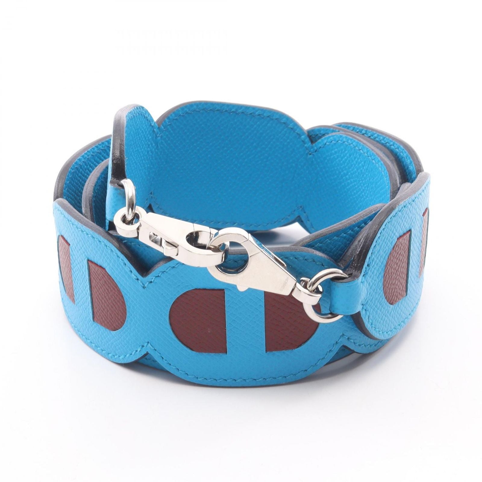 Hermes Shoulder Strap Bandouliere Maillon Chaine D'Ancre Blue Zanzibar Rouge