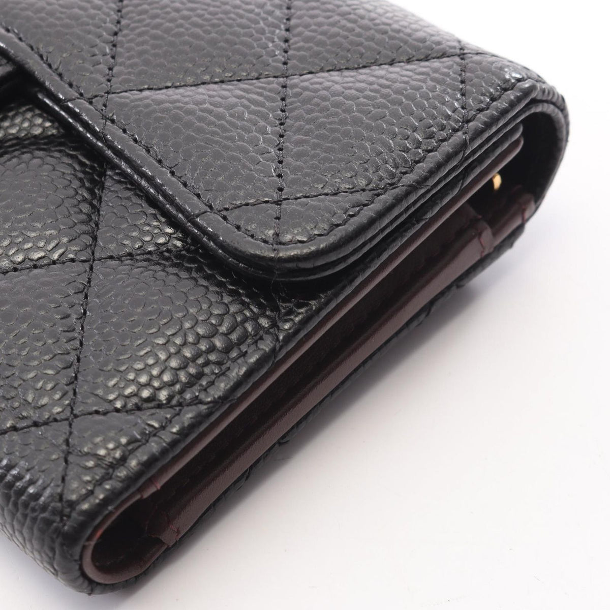 Chanel Trifold Wallet Quilted Black Caviar Leather — view 7