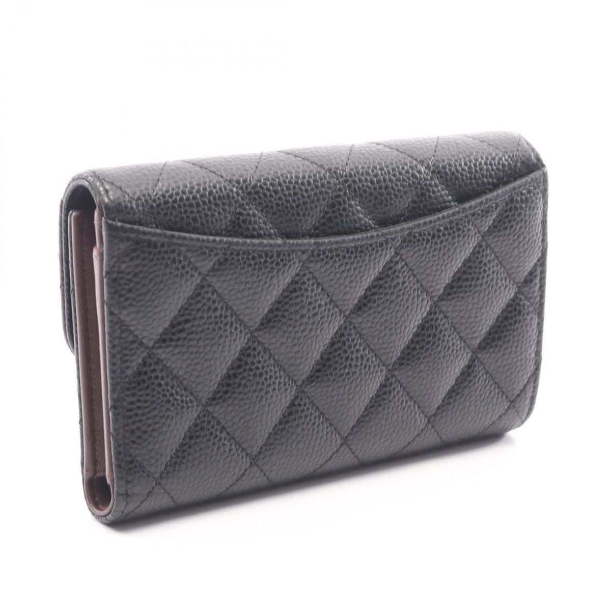 Chanel Trifold Wallet Quilted Black Caviar Leather — view 2