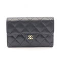 Chanel Trifold Wallet Quilted Black Caviar Leather