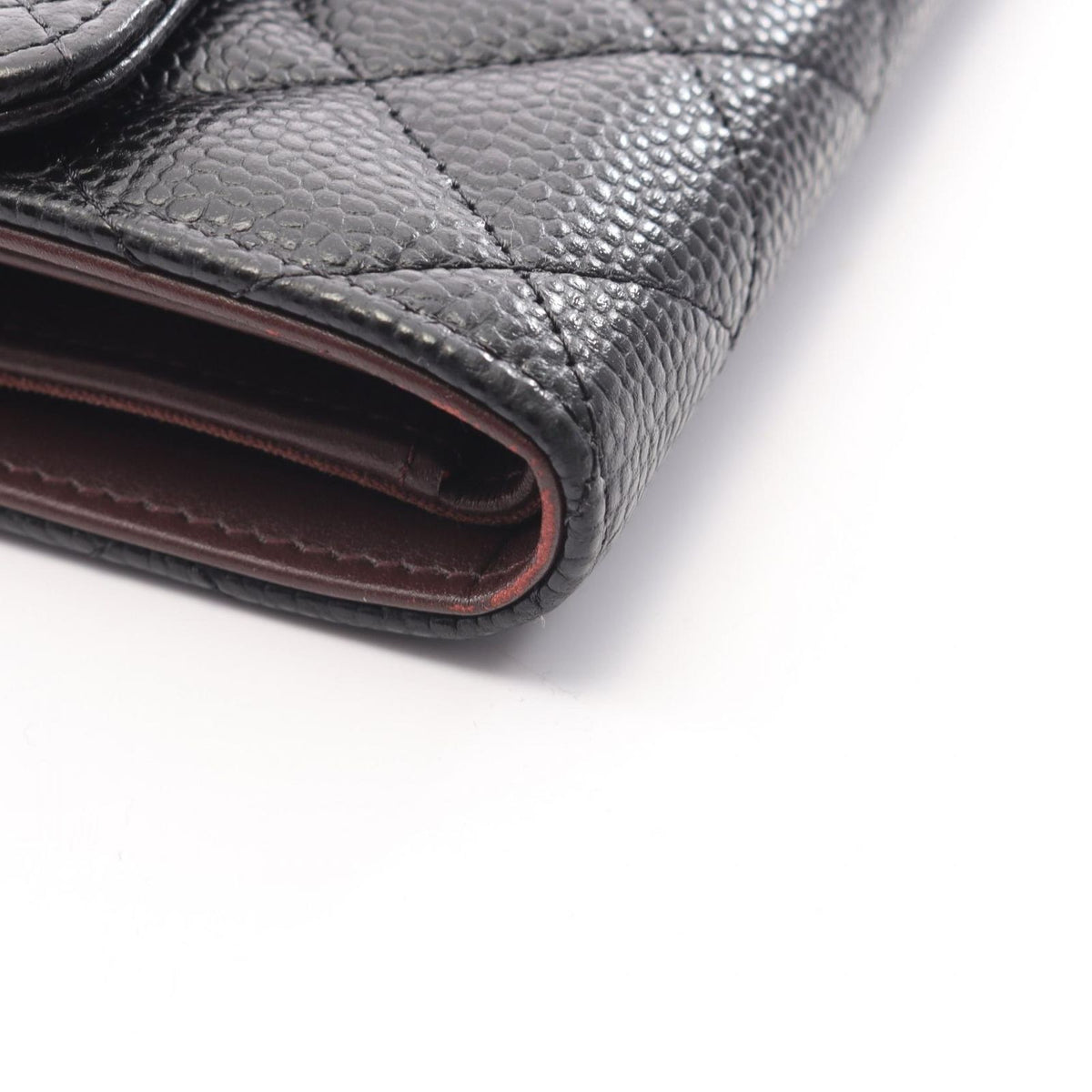 Chanel Trifold Wallet Quilted Black Caviar Leather — view 8