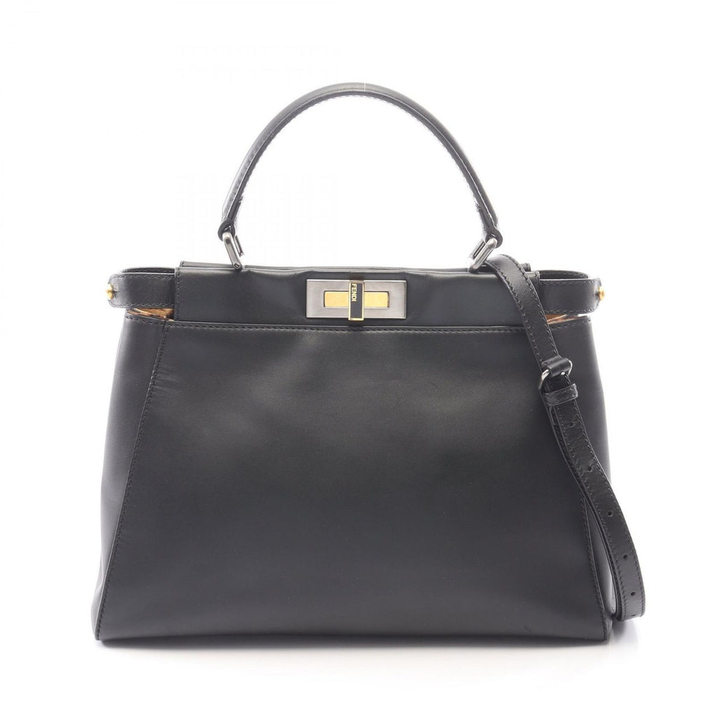 Fendi Handbag Peekaboo Regular 2-Way Black Leather