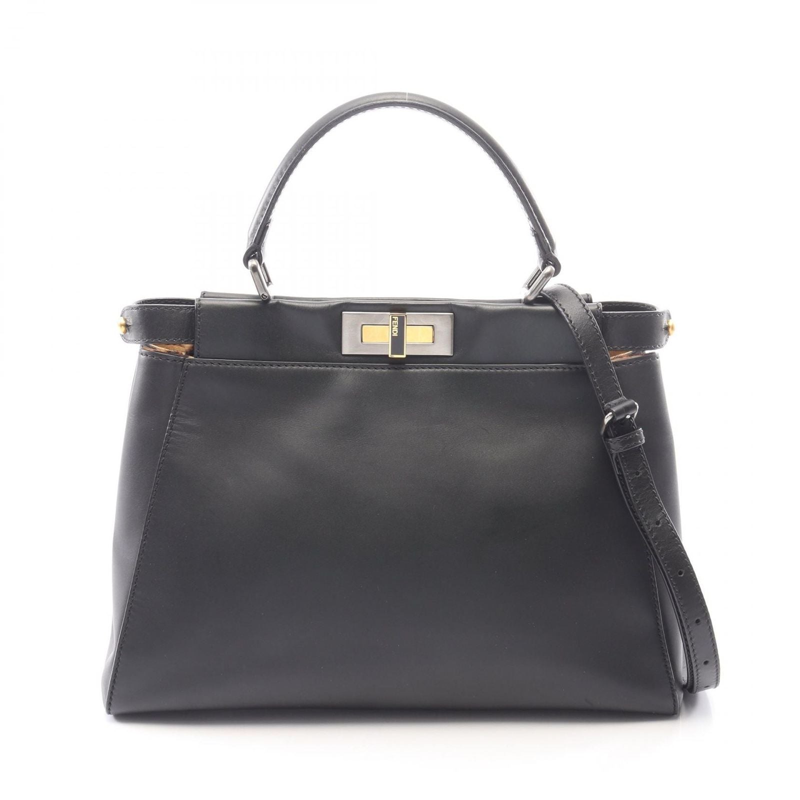 Fendi Handbag Peekaboo Regular 2-Way Black Leather