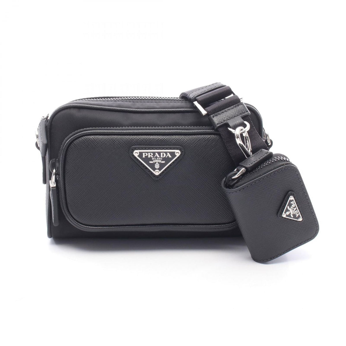 Prada Shoulder Bag Tessuto Nylon Saffiano Leather