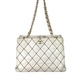Chanel Shoulder Bag CC Logo Leather White