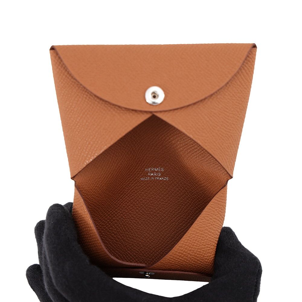 Hermes Card Case Calvi Gold Epsom Business — view 5