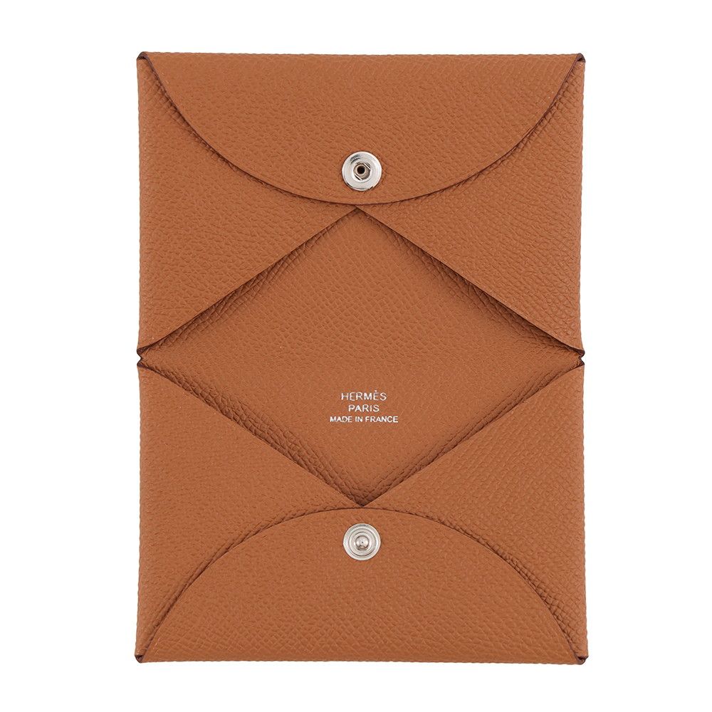 Hermes Card Case Calvi Gold Epsom Business — view 4
