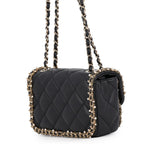Chanel Chain Shoulder Bag Mini Quilted CC Logo Lambskin Faux Pearl Black — view 2