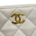 Chanel Chain Shoulder Bag Quilted CC Logo Caviar Leather White — view 8