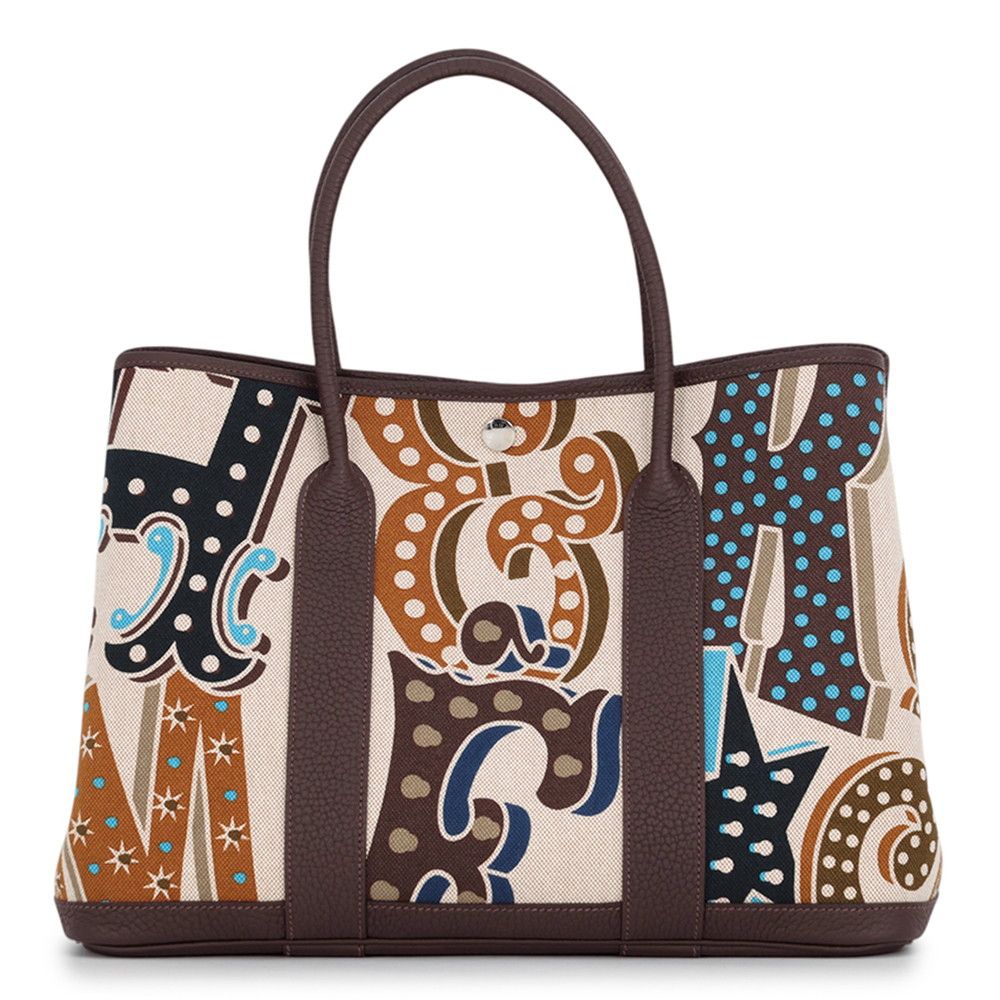 Hermes Tote Bag Garden Party PM Electric Ebene Silver Toile H Negonda