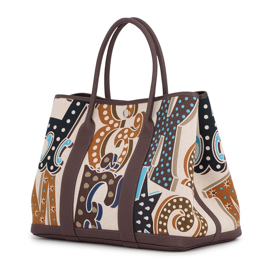 Hermes Tote Bag Garden Party PM Electric Ebene Silver Toile H Negonda — view 2