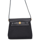 Hermes Shoulder Bag Herbag Zip Mini Black Gold Toile Hunter