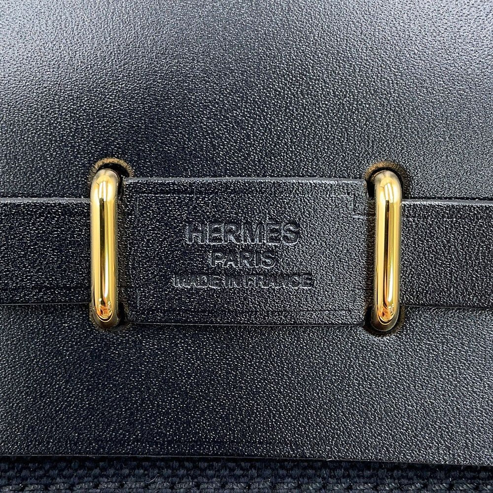 Hermes Shoulder Bag Herbag Zip Mini Black Gold Toile Hunter — view 6