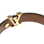 Louis Vuitton Monogram Flower LV Initial Bracelet Leather Band Black Brown Gold — view 5