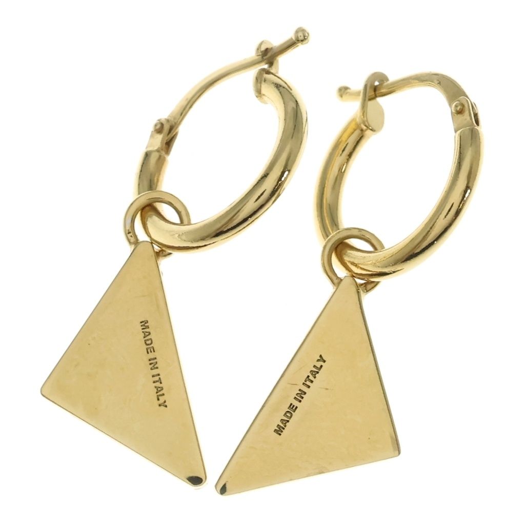 Prada Triangle Logo Earrings Hoop Gold Pink — view 2