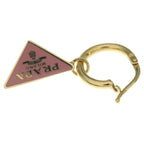 Prada Triangle Logo Earrings Hoop Gold Pink — view 5