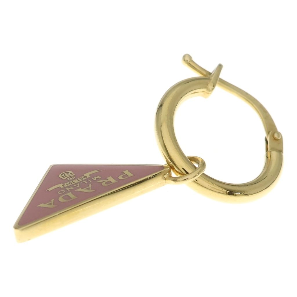 Prada Triangle Logo Earrings Hoop Gold Pink — view 4