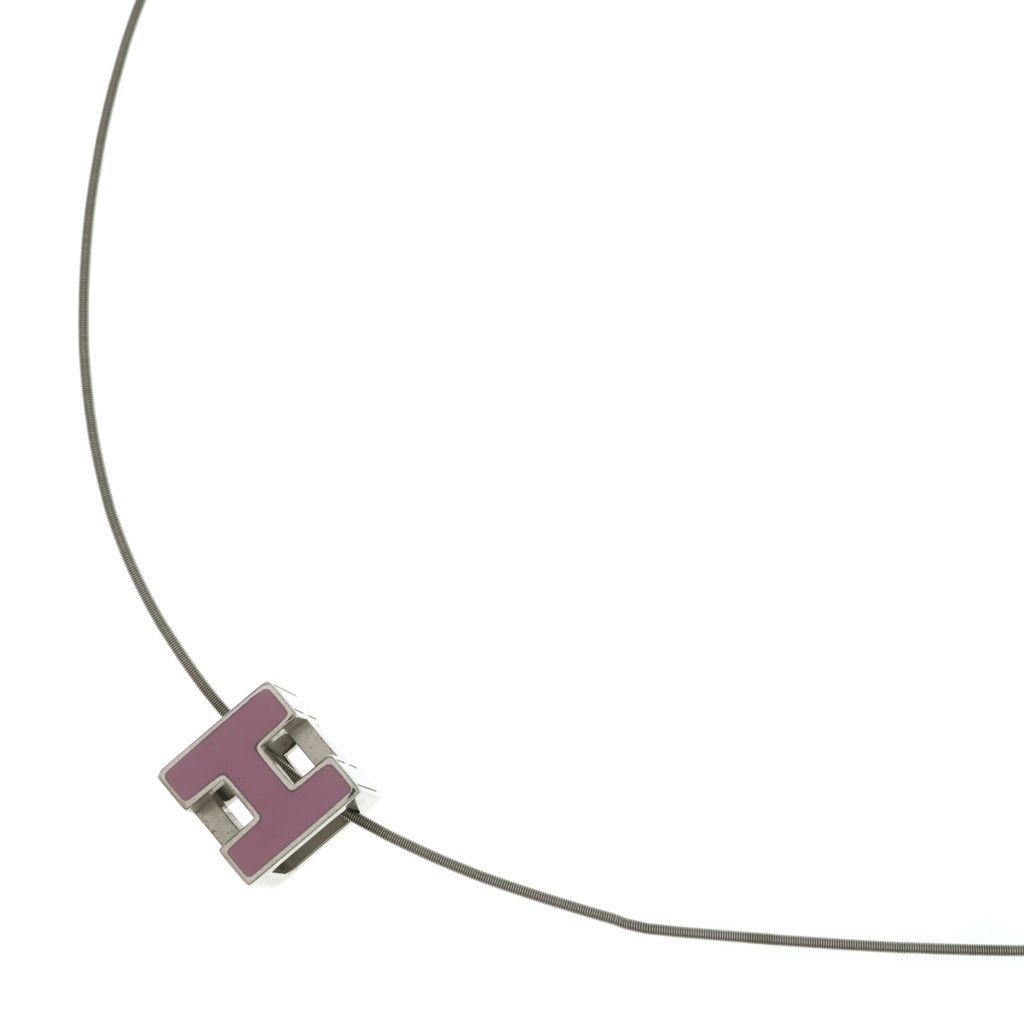 Hermes Cage d'H Cube Pendant Silver Pink
