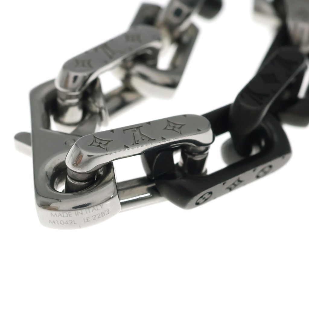 Louis Vuitton Monogram Bracelet Chain Silver Black Blue — view 5
