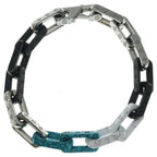 Louis Vuitton Monogram Bracelet Chain Silver Black Blue — view 2