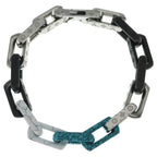Louis Vuitton Monogram Bracelet Chain Silver Black Blue