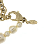 Chanel CC Logo Pearl Necklace White Gold — view 4