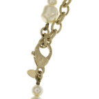 Chanel CC Logo Pearl Necklace White Gold — view 5