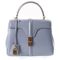 Celine 16 Saise Small Shoulder Back Handbag Gold Leather Blue Gray