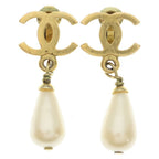 Chanel Faux Pearl Earrings Gold