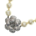Chanel Camellia Faux Pearl Necklace Choker Silver Metal