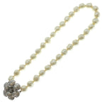Chanel Camellia Faux Pearl Necklace Choker Silver Metal — view 2