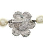 Chanel Camellia Faux Pearl Necklace Choker Silver Metal — view 3