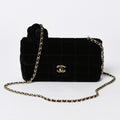 Chanel Choco Bar Velvet Single Flap Chain Bag Velour Gold