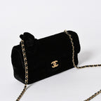 Chanel Choco Bar Velvet Single Flap Chain Bag Velour Gold — view 3
