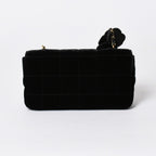 Chanel Choco Bar Velvet Single Flap Chain Bag Velour Gold — view 2