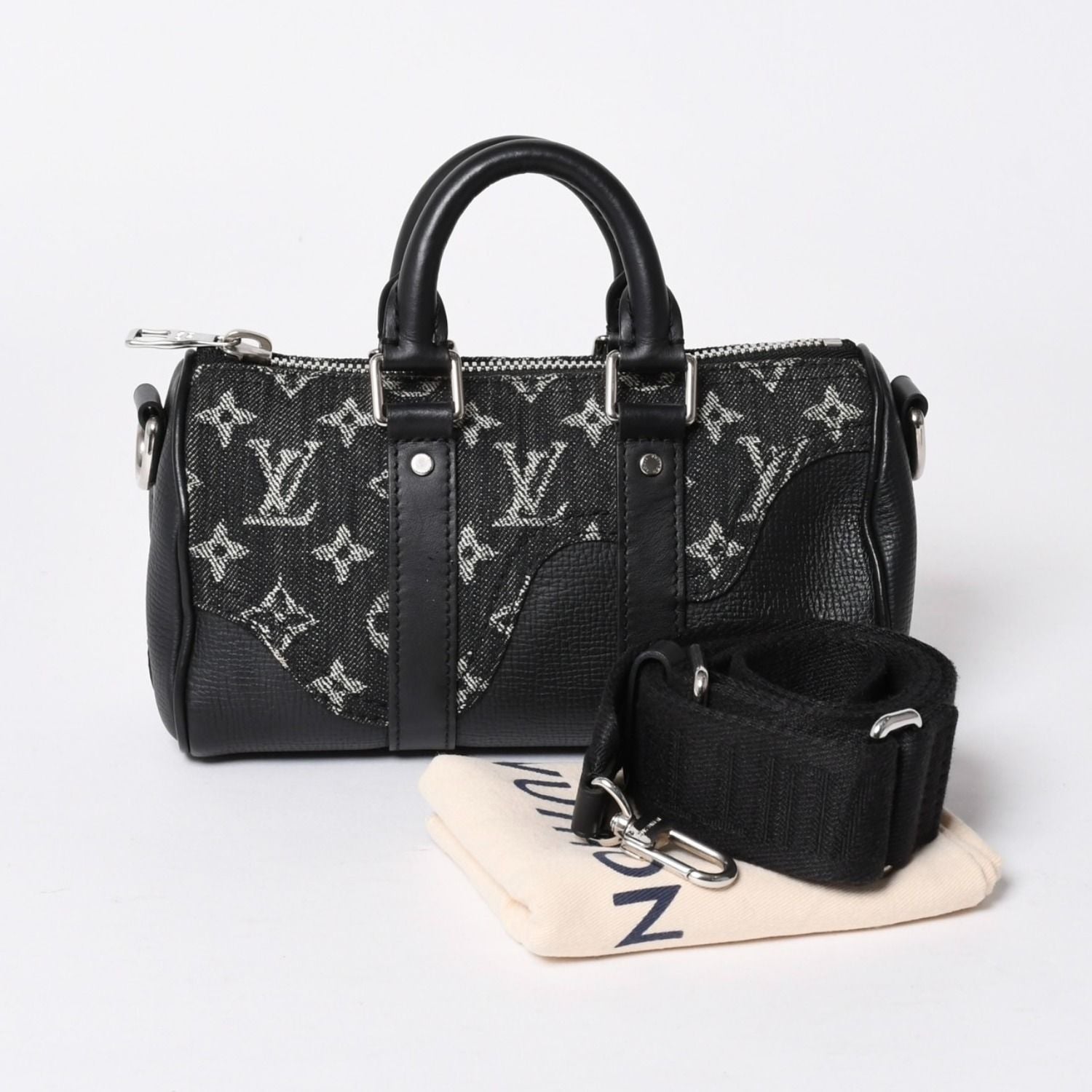 Louis Vuitton Keepall XS Shoulder Bag Monogram Denim Taurillon Leather 2-Way