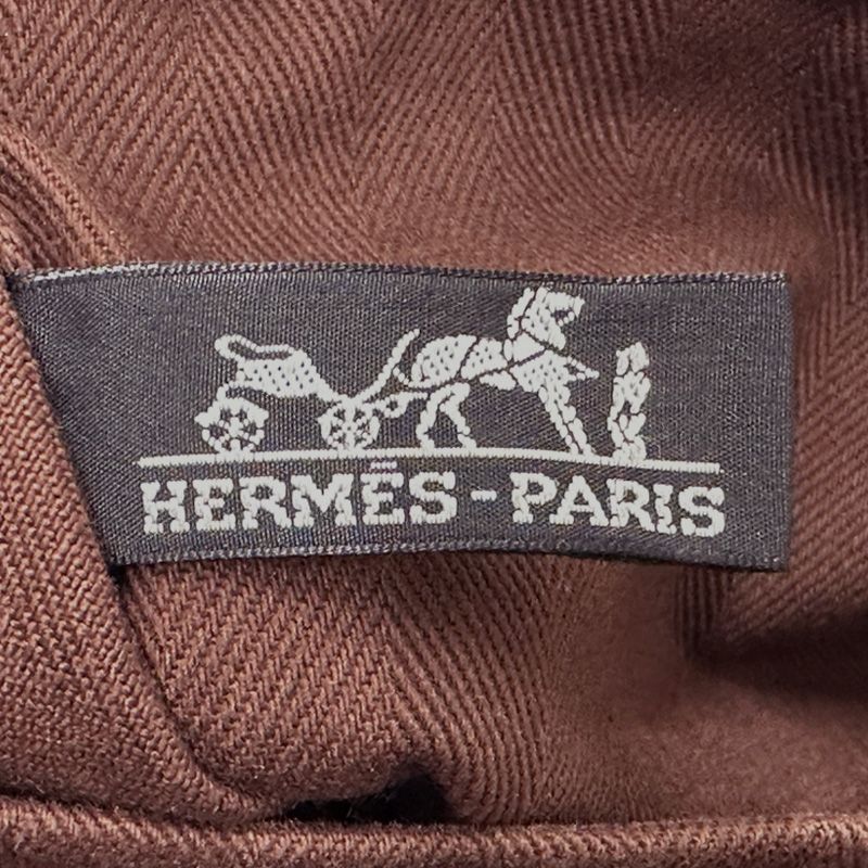 Hermes Valparaiso PM Canvas Handbag Brown Silver Compact Pouch Logo — view 6