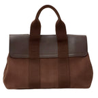 Hermes Valparaiso PM Canvas Handbag Brown Silver Compact Pouch Logo — view 2