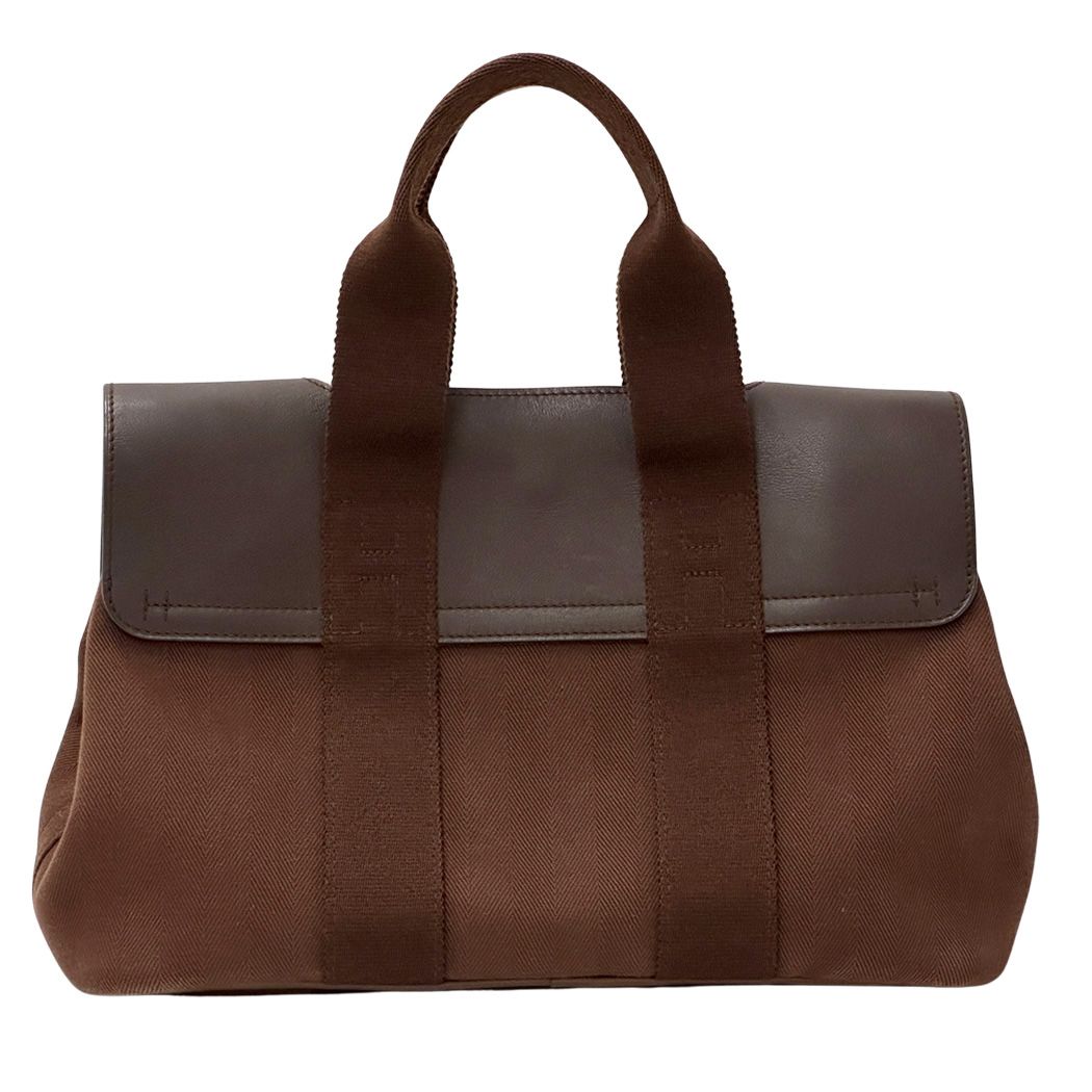 Hermes Valparaiso PM Canvas Handbag Brown Silver Compact Pouch Logo — view 2