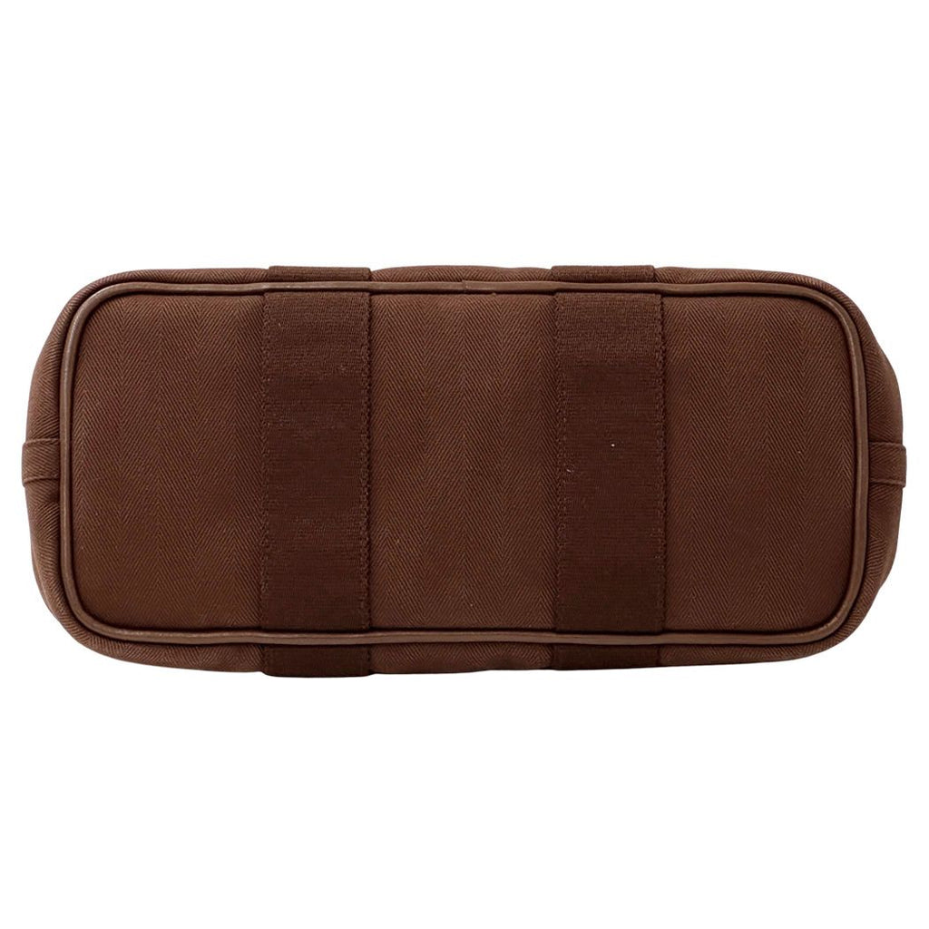Hermes Valparaiso PM Canvas Handbag Brown Silver Compact Pouch Logo — view 4
