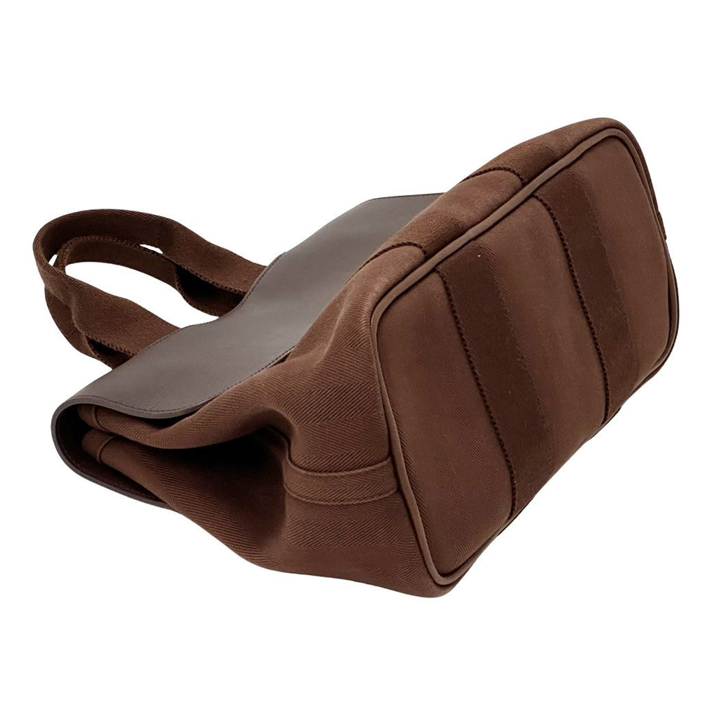 Hermes Valparaiso PM Canvas Handbag Brown Silver Compact Pouch Logo — view 3