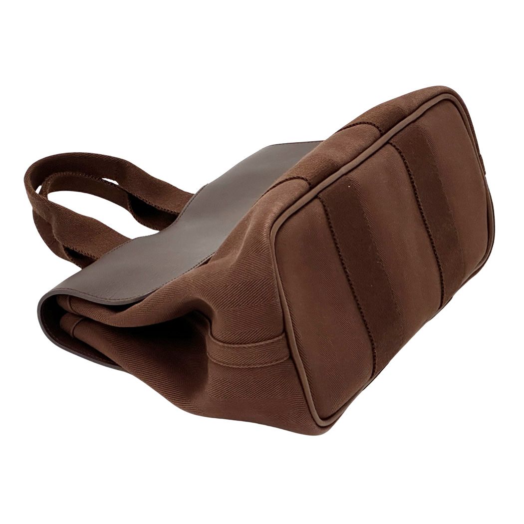 Hermes Valparaiso PM Canvas Handbag Brown Silver Compact Pouch Logo — view 3