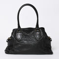 Fendi Etnico Handbag Zucca FF Logo Black Leather Antique Gold