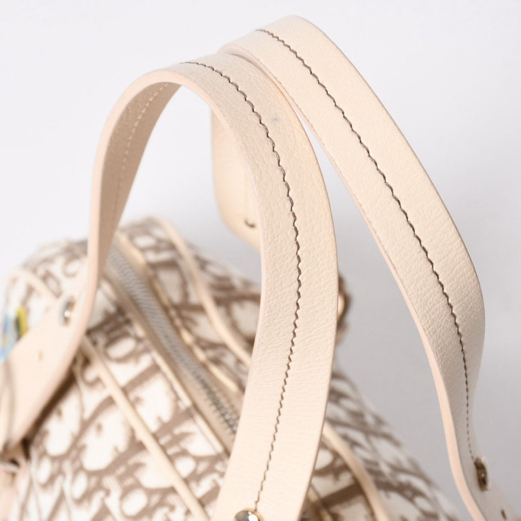 Dior Trotter Flower Embroidery Mini Boston Bag Galliano Era Beige Multicolor — view 6