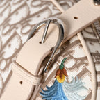 Dior Trotter Flower Embroidery Mini Boston Bag Galliano Era Beige Multicolor — view 8