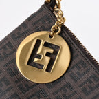 Fendi Zucchino Shoulder Bag FF Logo Brown Gold — view 5
