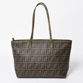 Fendi Zucca Pattern Tote Bag Brown Yellow Gold