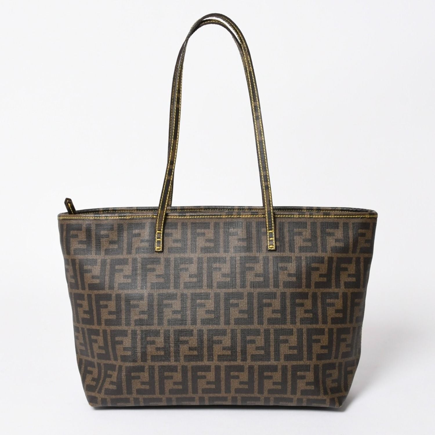 Fendi Zucca Pattern Tote Bag Brown Yellow Gold