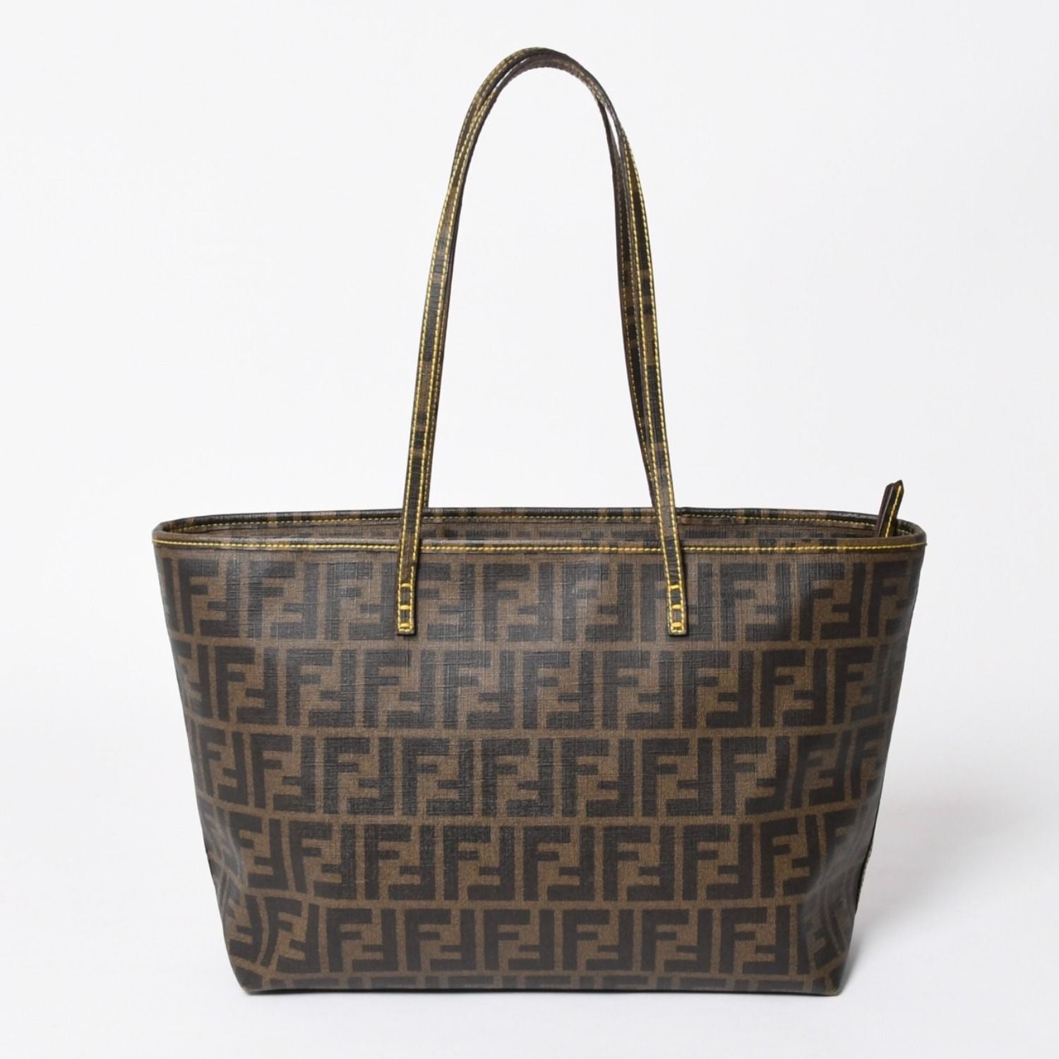 Fendi Zucca Pattern Tote Bag Brown Yellow Gold — view 2